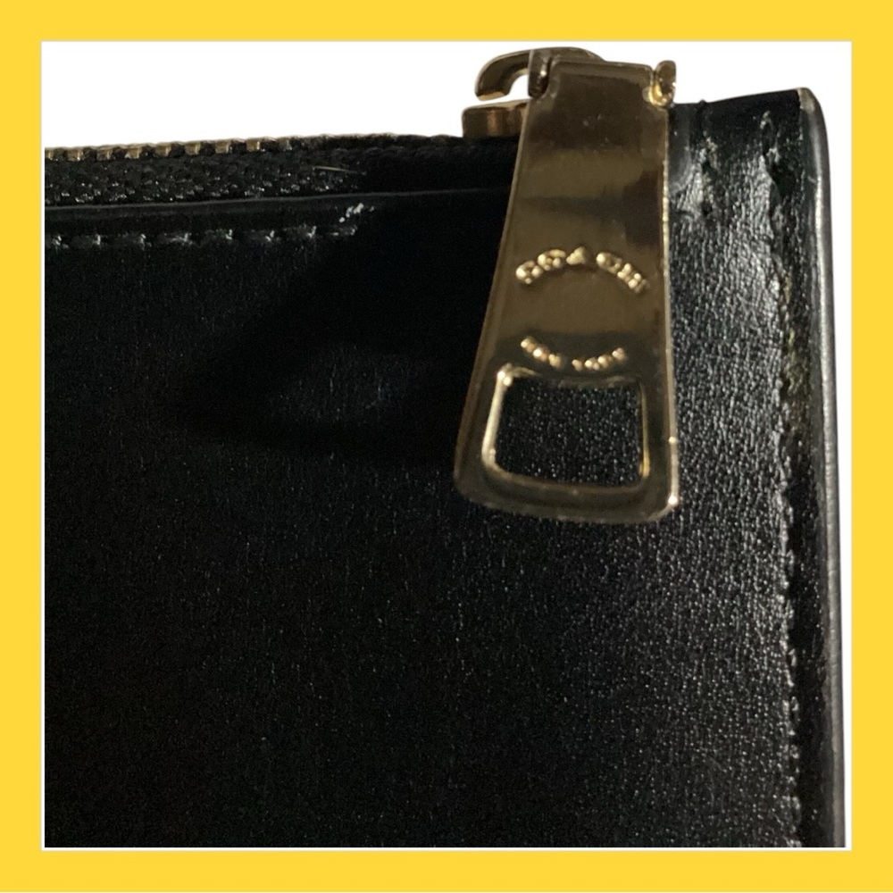 Coach Envelope 9” Clutch Leather Purse Accessory W/ Zip Zipper Black - Picture 7 of 9